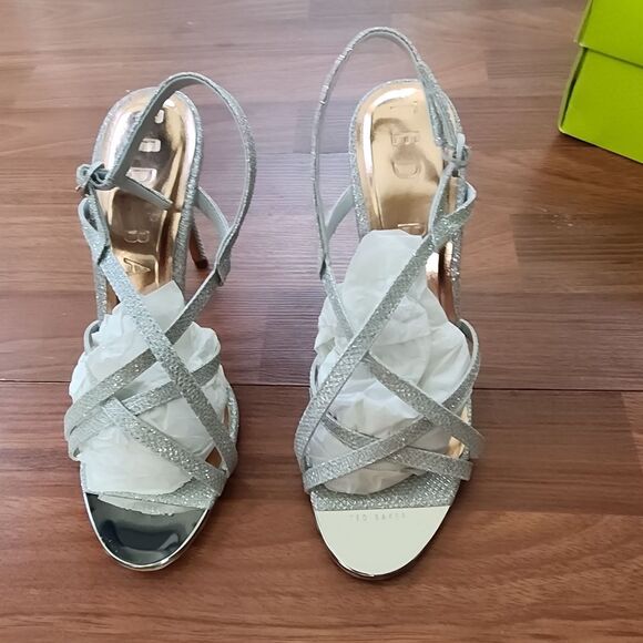 Ted Baker London Theana Silver Strappy Heel Sandal 6.5 NIB - Picture 7 of 10